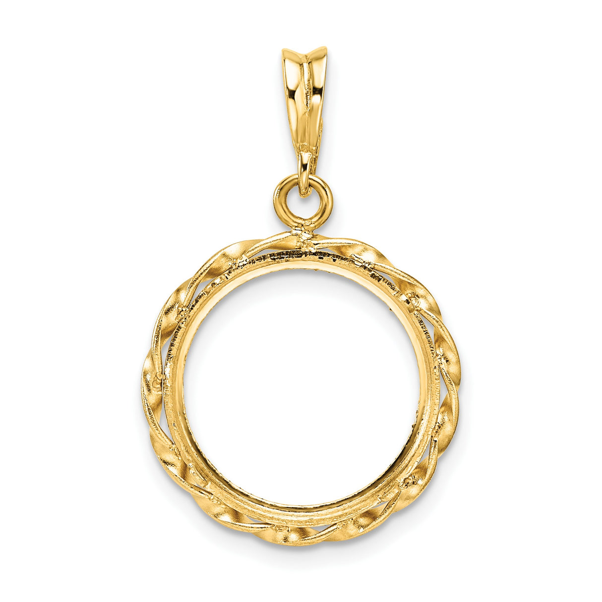 15 mm 14k Yellow Gold coin bezel pendant for Canadian $2 Maple Leaf — additional image