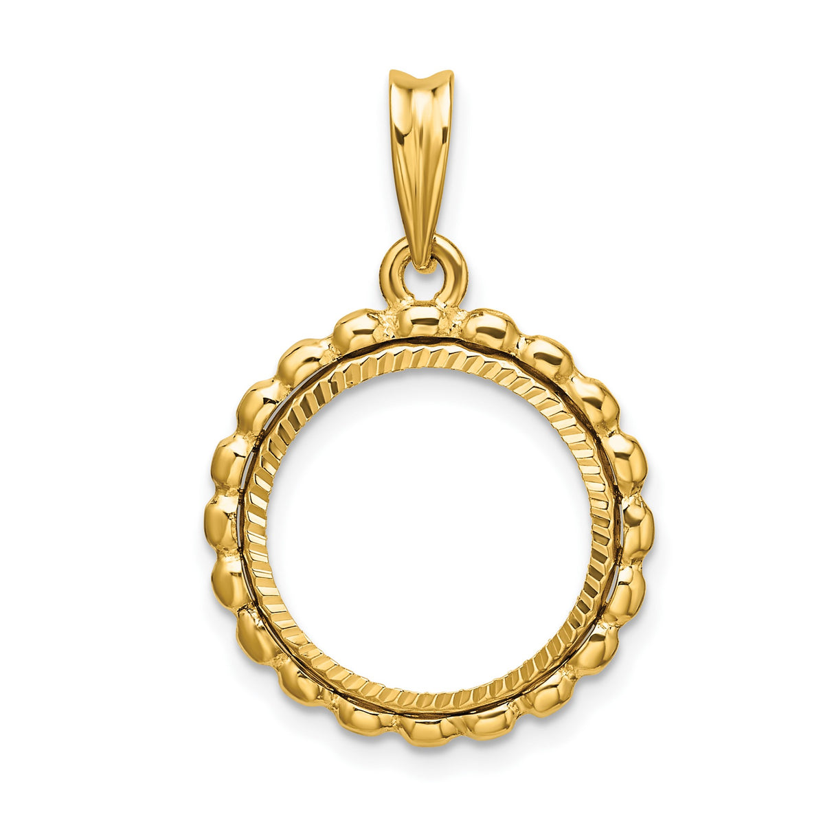 15 mm 14k Yellow Gold coin bezel pendant for Canadian $2 Maple Leaf