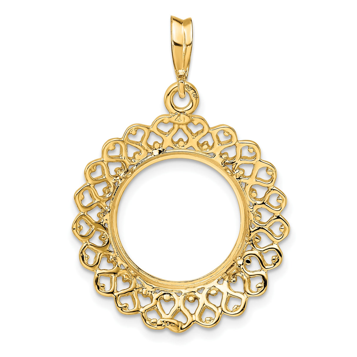 15 mm 14k Yellow Gold coin bezel pendant for Canadian $2 Maple Leaf — additional image