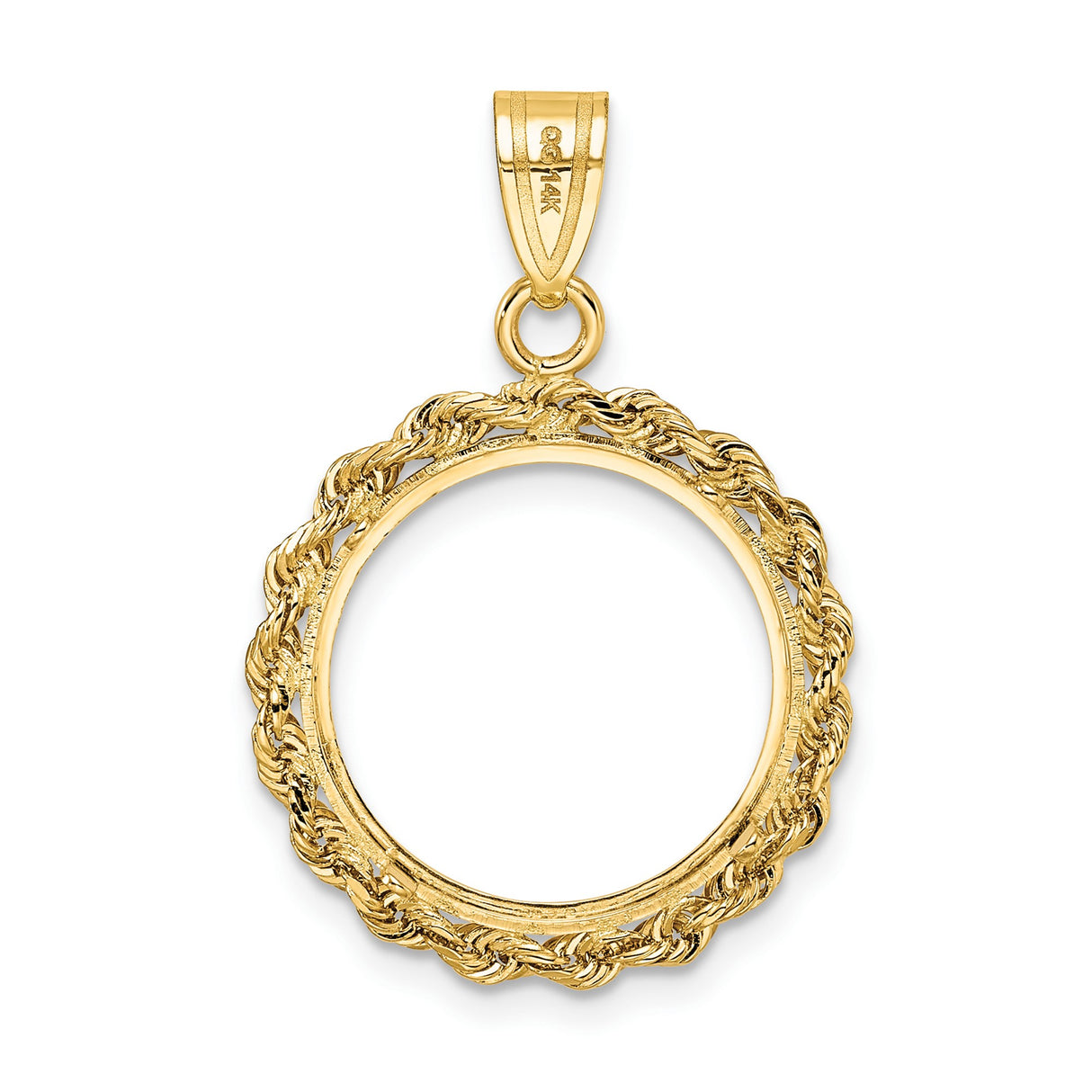 15 mm 14k Yellow Gold coin bezel pendant for Canadian $2 Maple Leaf — additional image