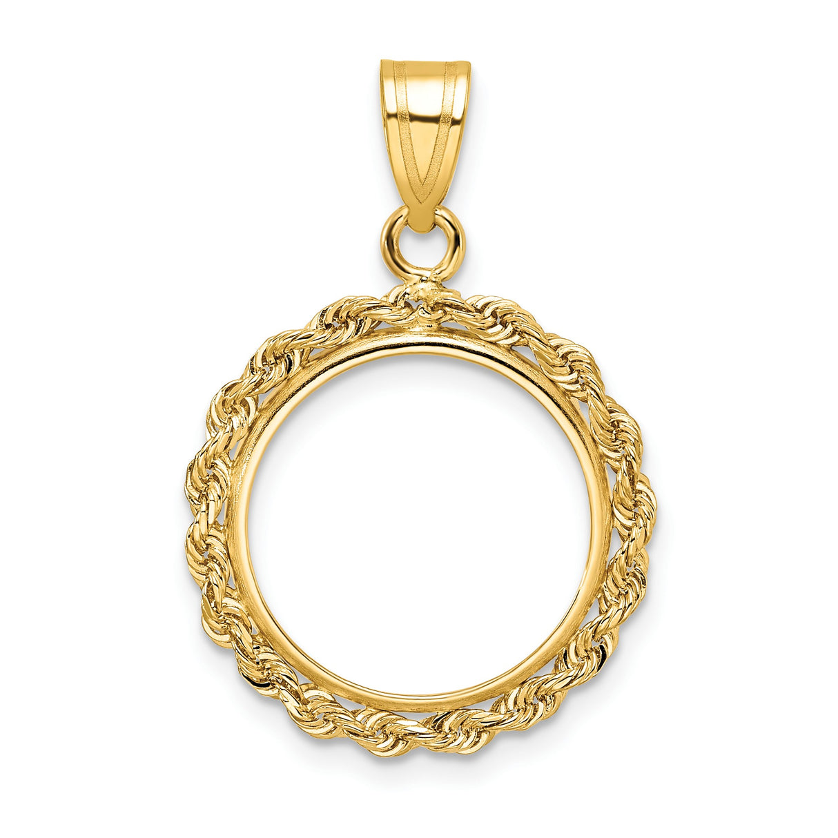 15 mm 14k Yellow Gold coin bezel pendant for Canadian $2 Maple Leaf