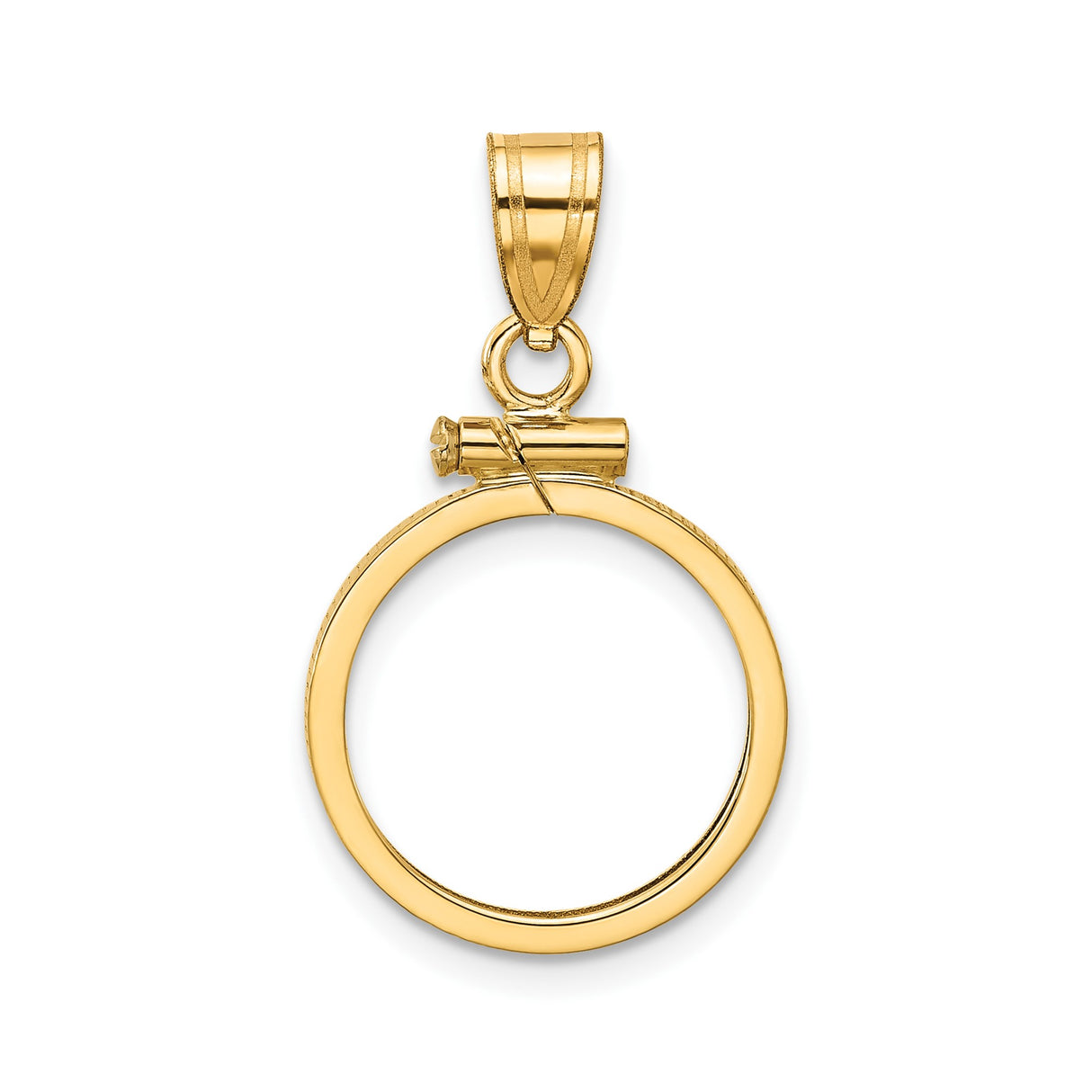 15 mm 10k Yellow Gold coin bezel pendant for Canadian $2 Maple Leaf