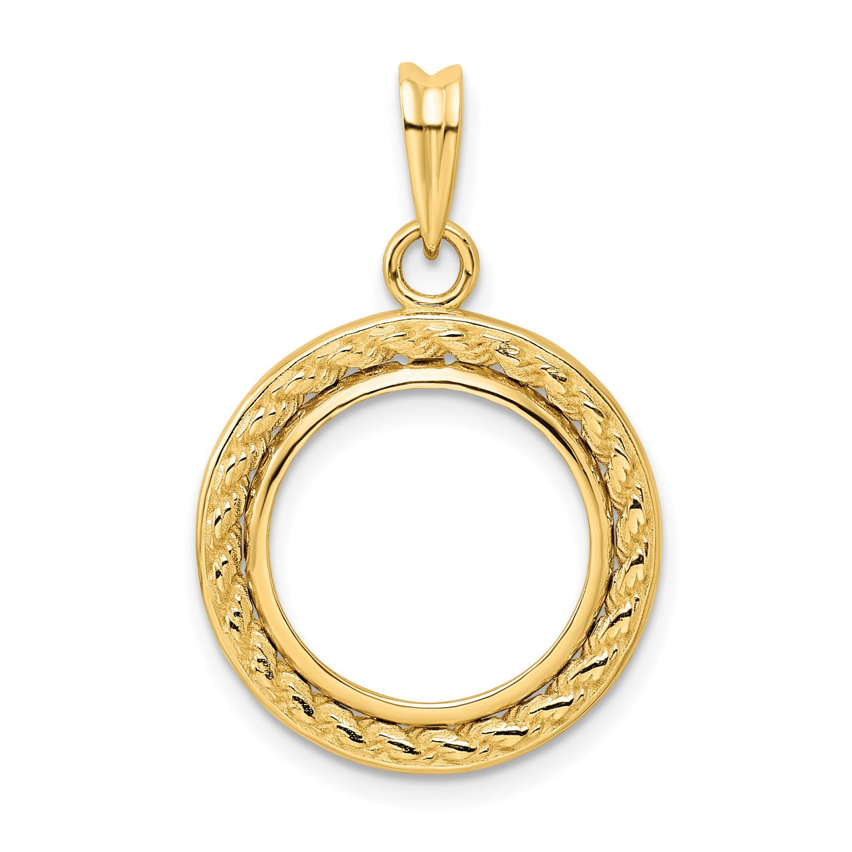 15 mm 14k Yellow Gold coin bezel pendant for Canadian $2 Maple Leaf