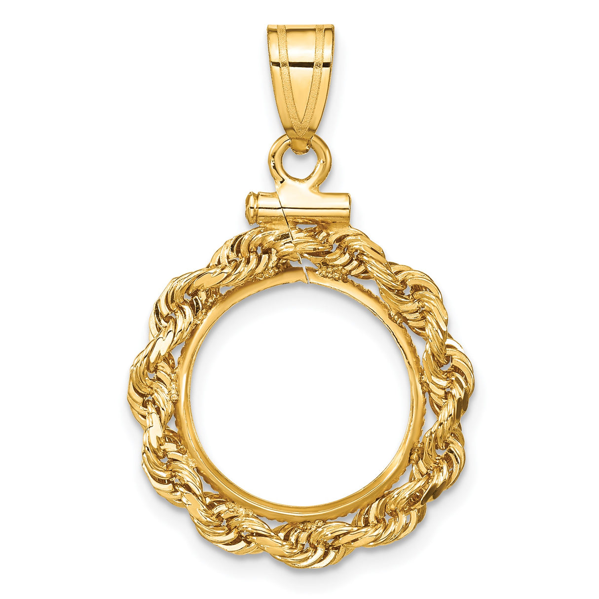 15 mm 14k Yellow Gold coin bezel pendant for Canadian $2 Maple Leaf