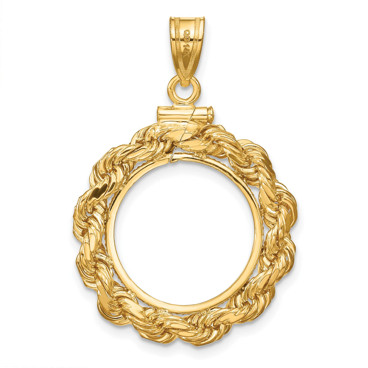 15 mm 14k Yellow Gold coin bezel pendant for Canadian $2 Maple Leaf — additional image