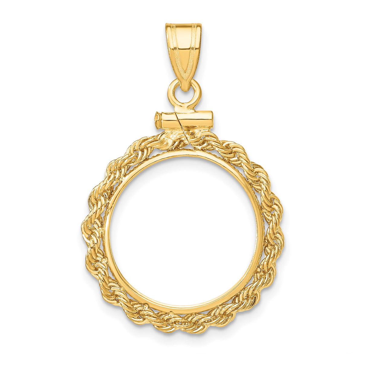 15 mm 14k Yellow Gold coin bezel pendant for Canadian $2 Maple Leaf