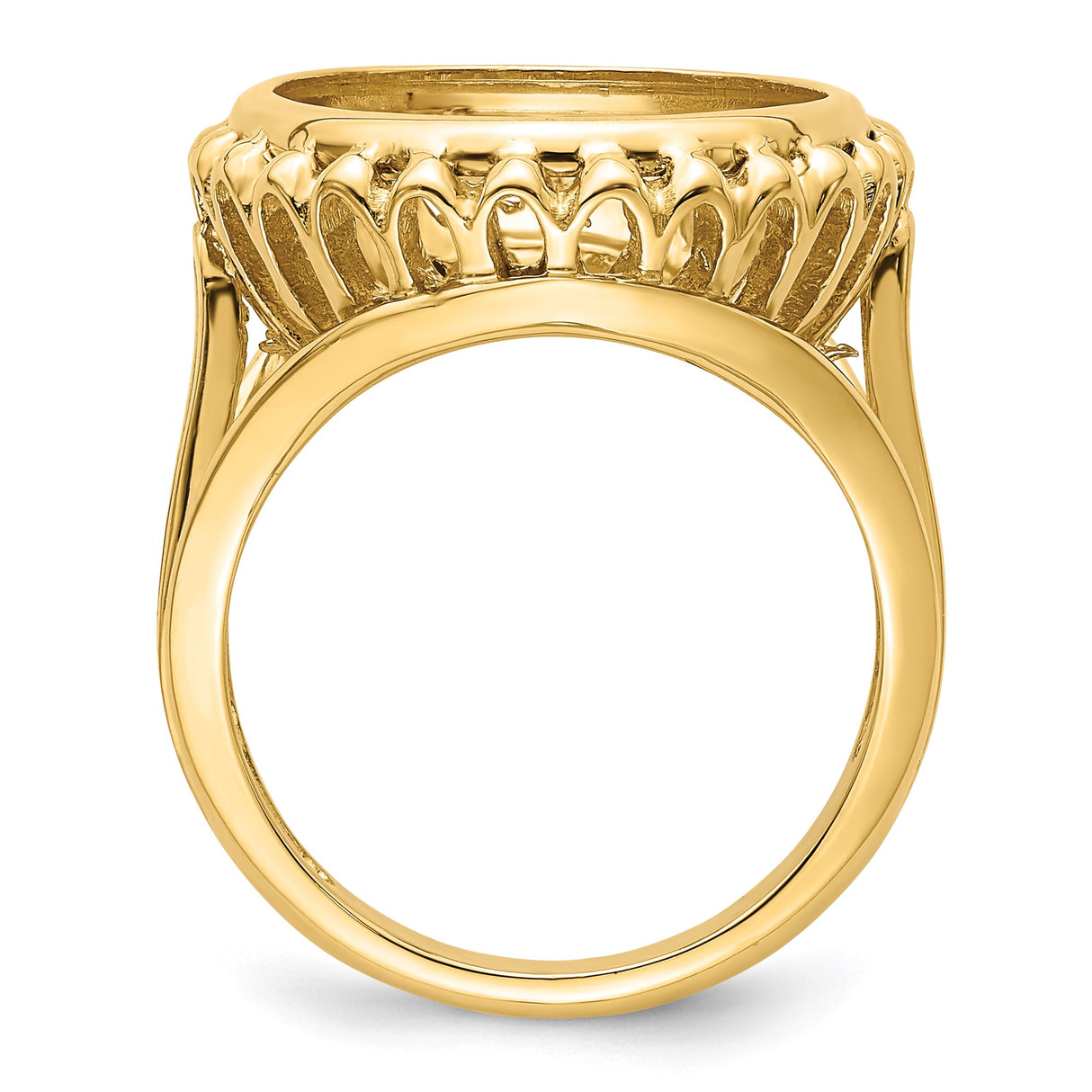 15 mm 14k Yellow Gold coin bezel ring for Canadian $2 Maple Leaf β alternate view