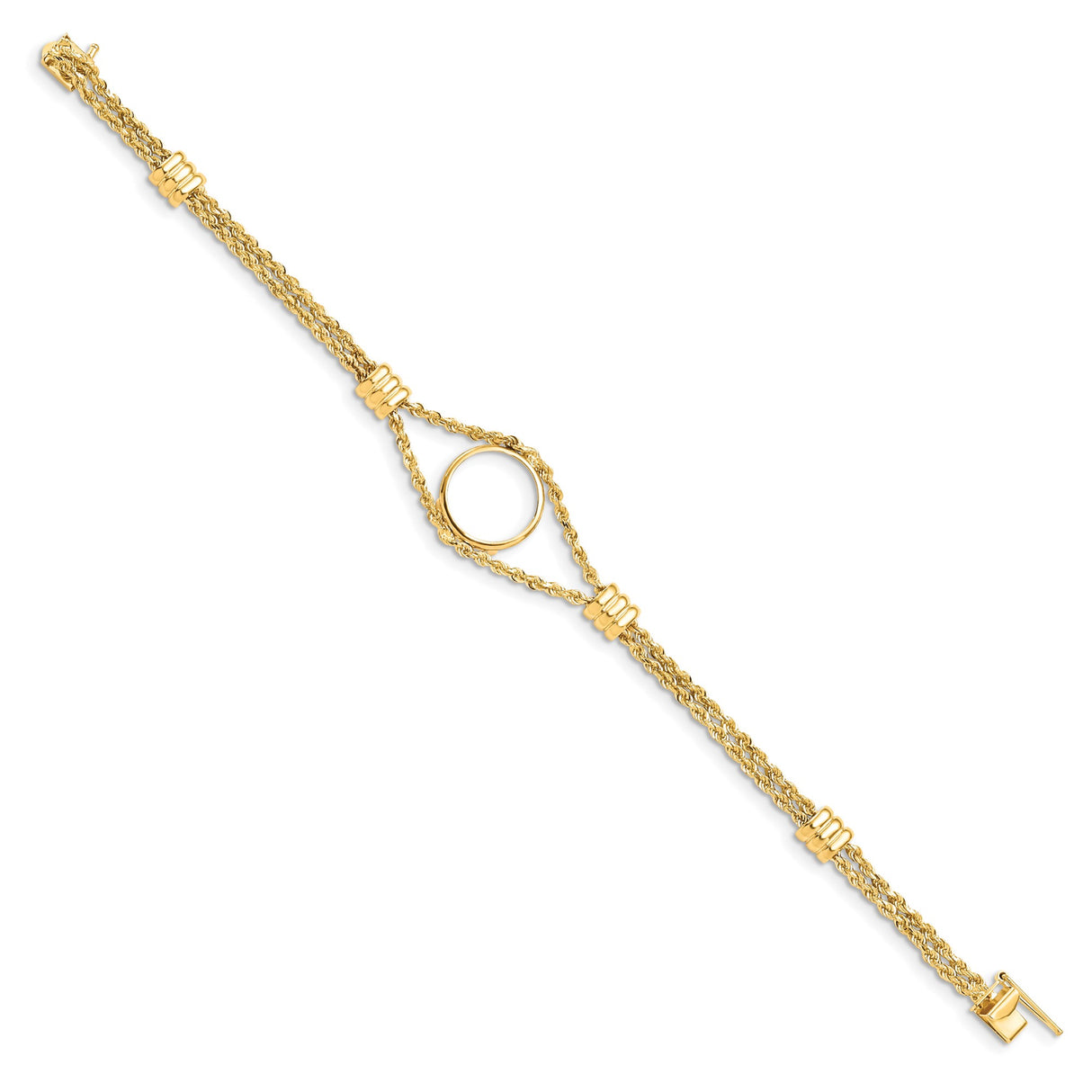 14 mm 14k Yellow Gold coin bezel bracelet for Canadian $1 Maple Leaf — alternate view
