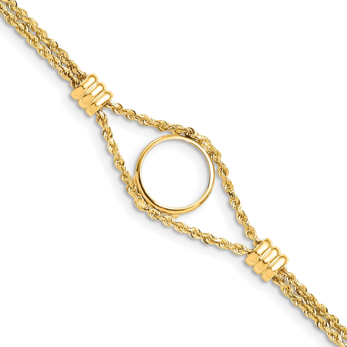 14 mm 14k Yellow Gold coin bezel bracelet for Canadian $1 Maple Leaf