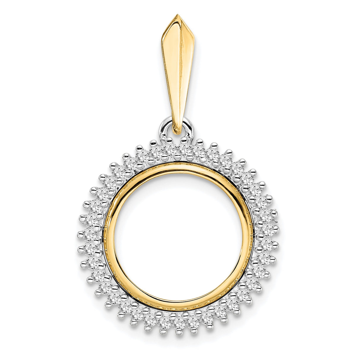 14 mm 14k Multi-Tone Gold coin bezel pendant for Canadian $1 Maple Leaf