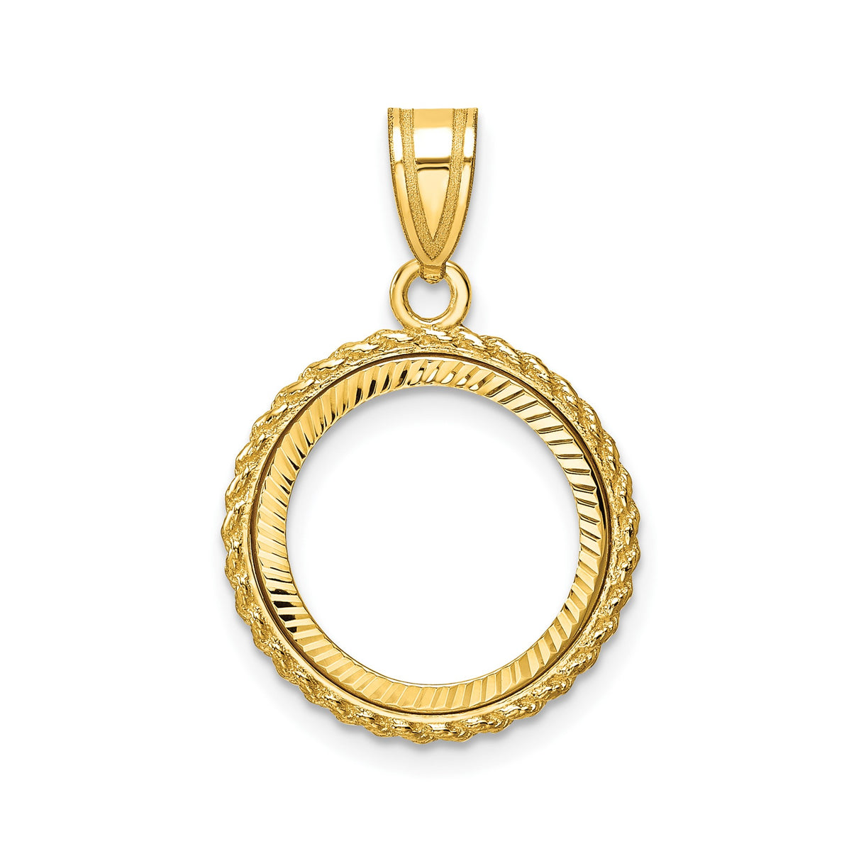 14 mm 14k Yellow Gold coin bezel pendant for Canadian $1 Maple Leaf
