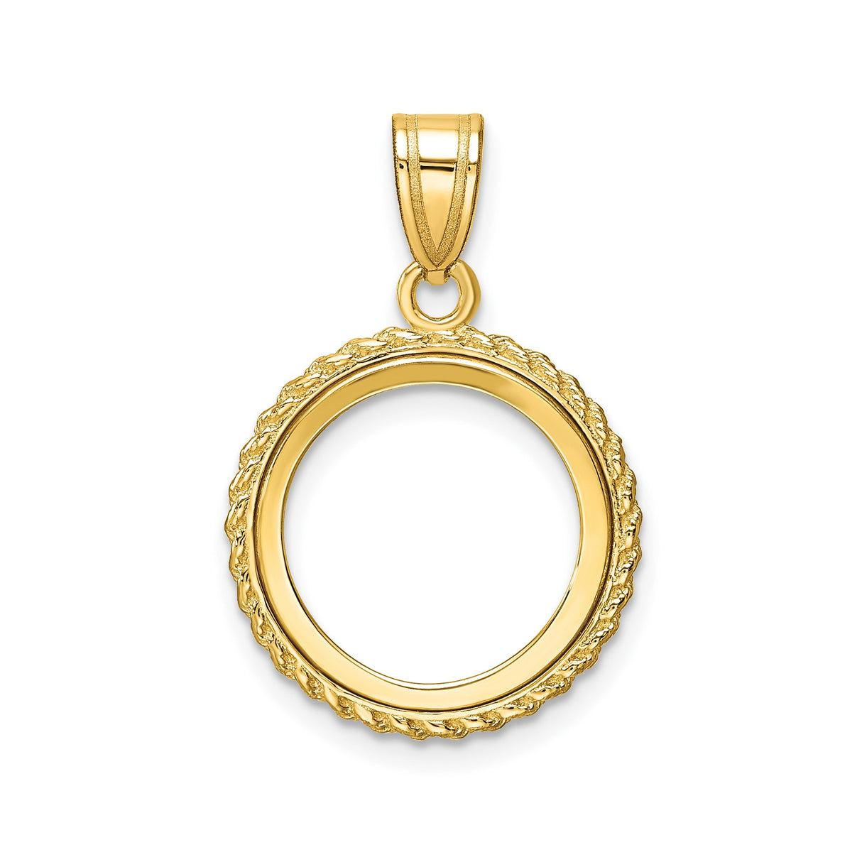 14 mm 14k Yellow Gold coin bezel pendant for Canadian $1 Maple Leaf