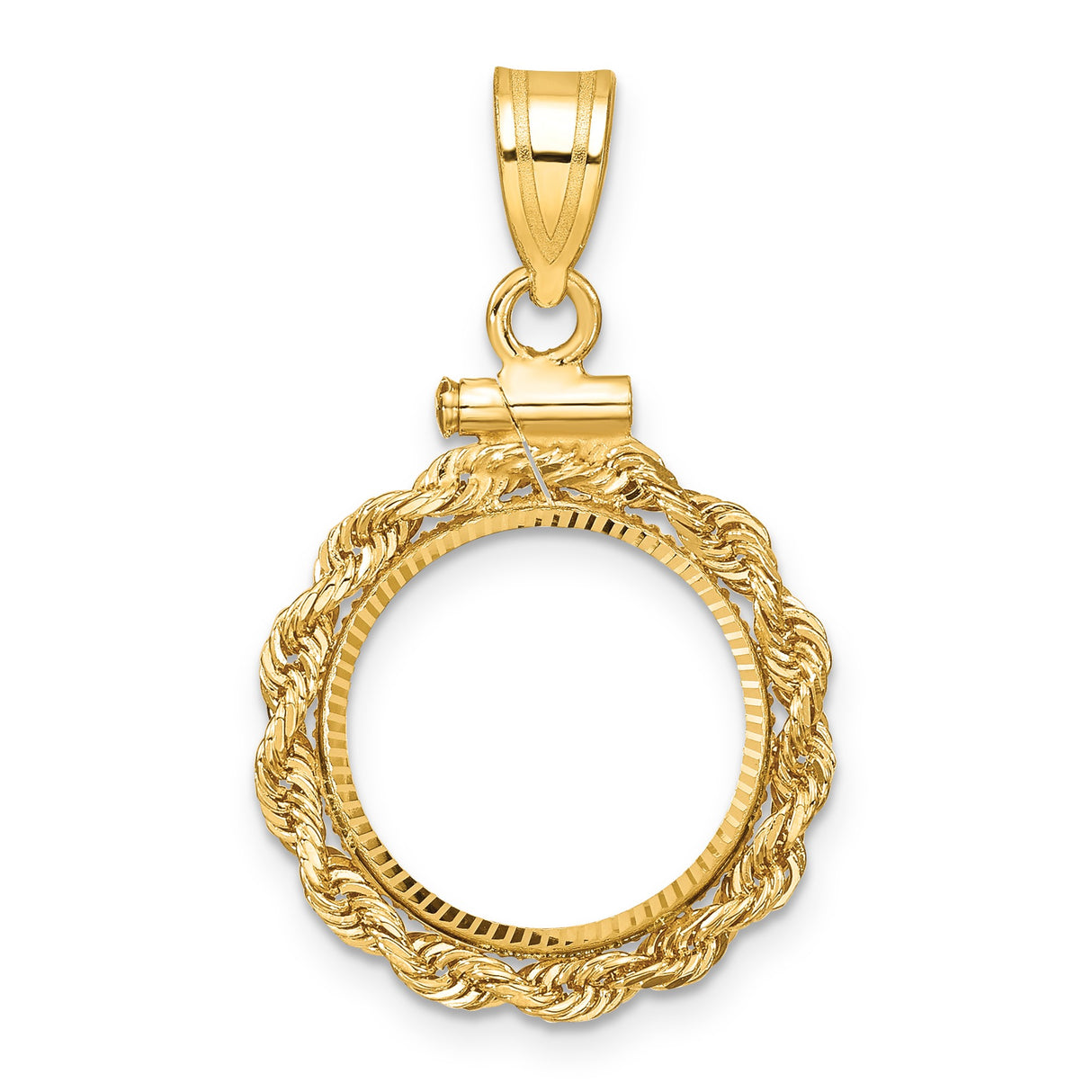 14 mm 14k Yellow Gold coin bezel pendant for Canadian $1 Maple Leaf
