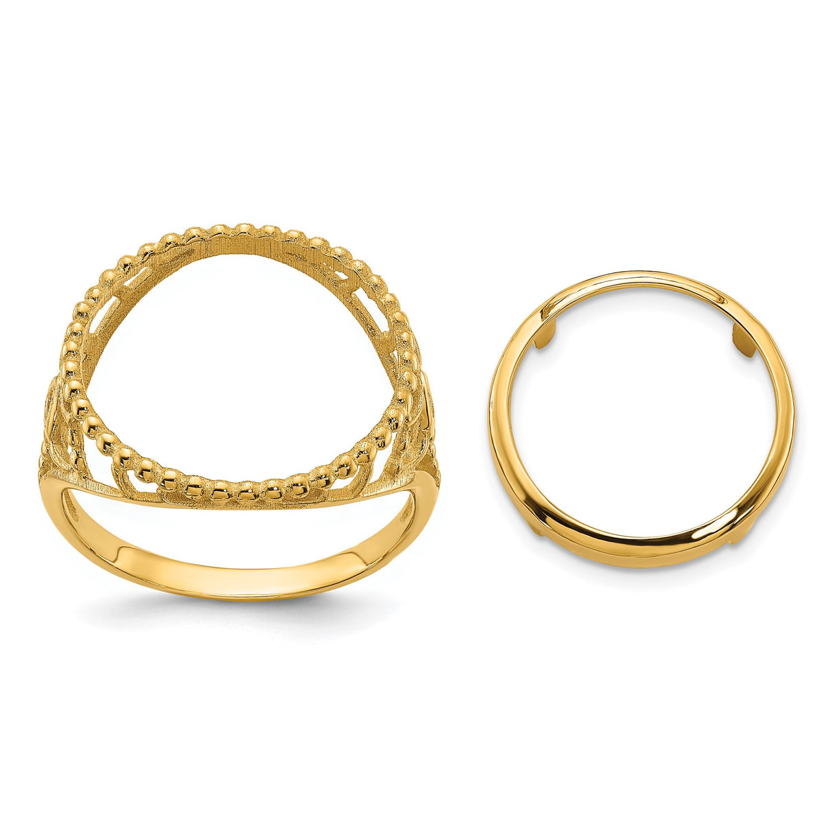14 mm 14k Yellow Gold coin bezel ring for Canadian $1 Maple Leaf