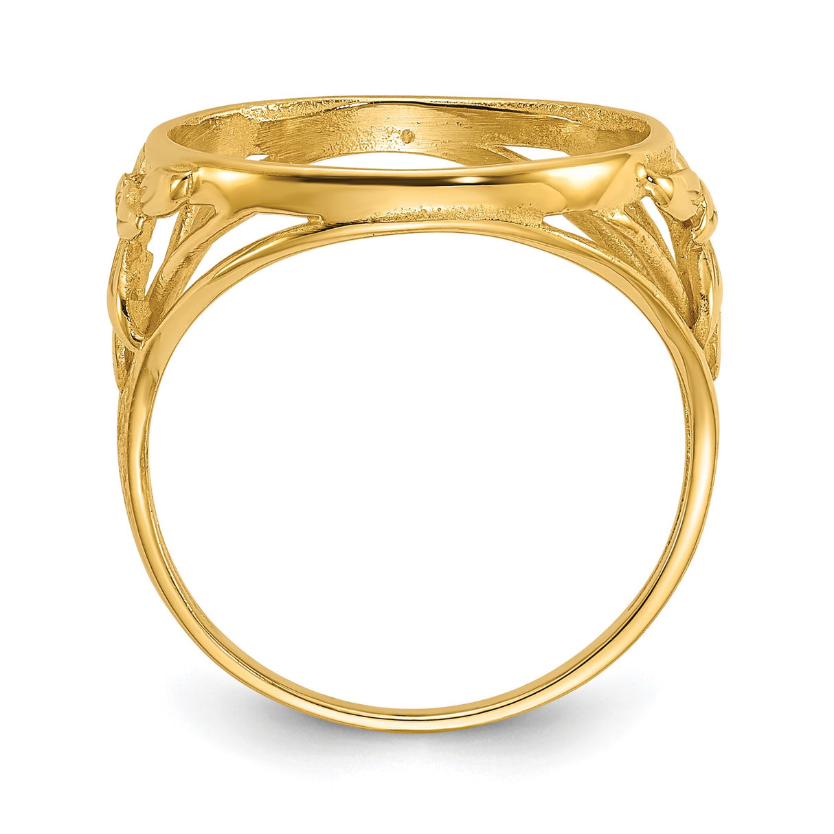 14 mm 14k Yellow Gold coin bezel ring for Canadian $1 Maple Leaf β alternate view