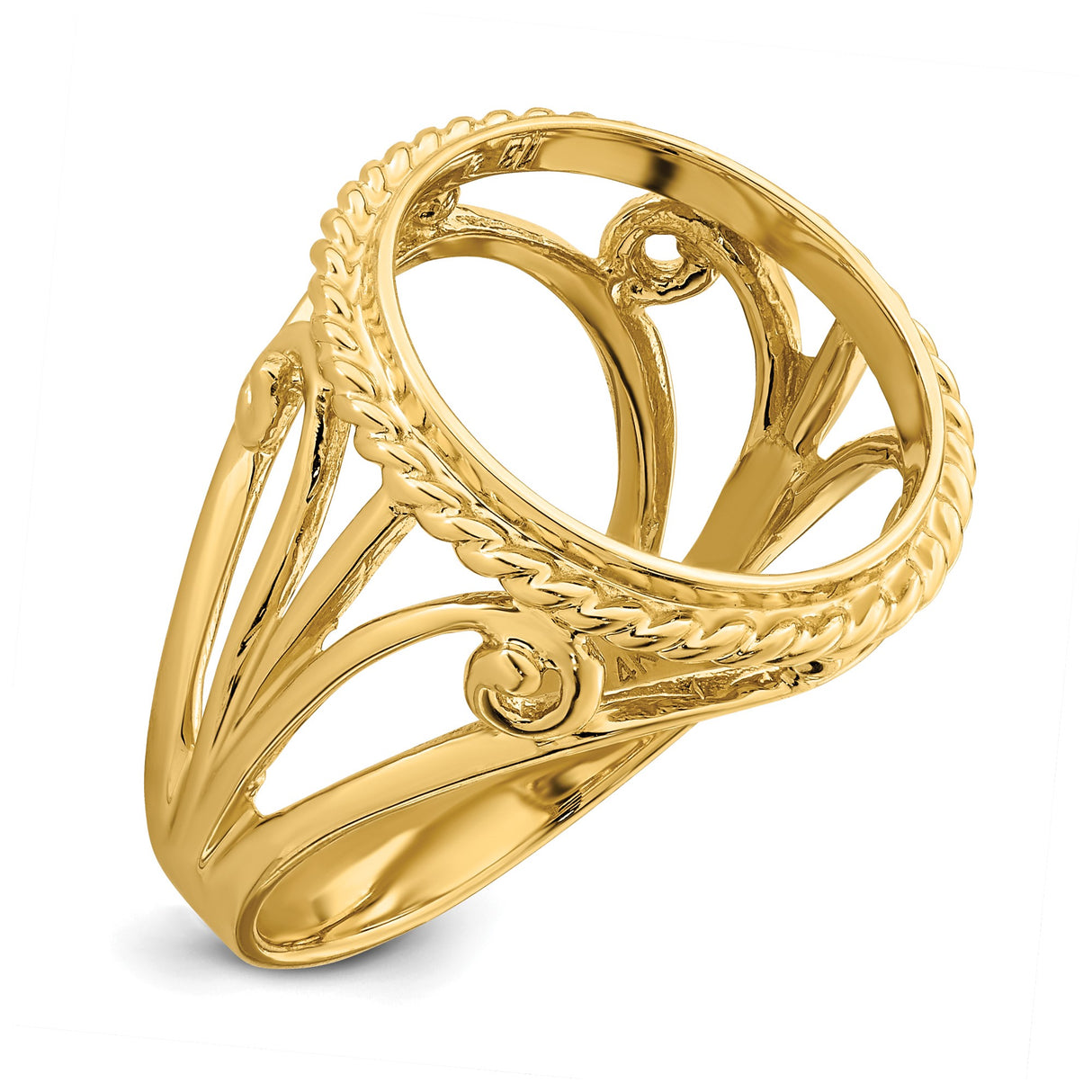 14 mm 14k Yellow Gold coin bezel ring for Canadian $1 Maple Leaf