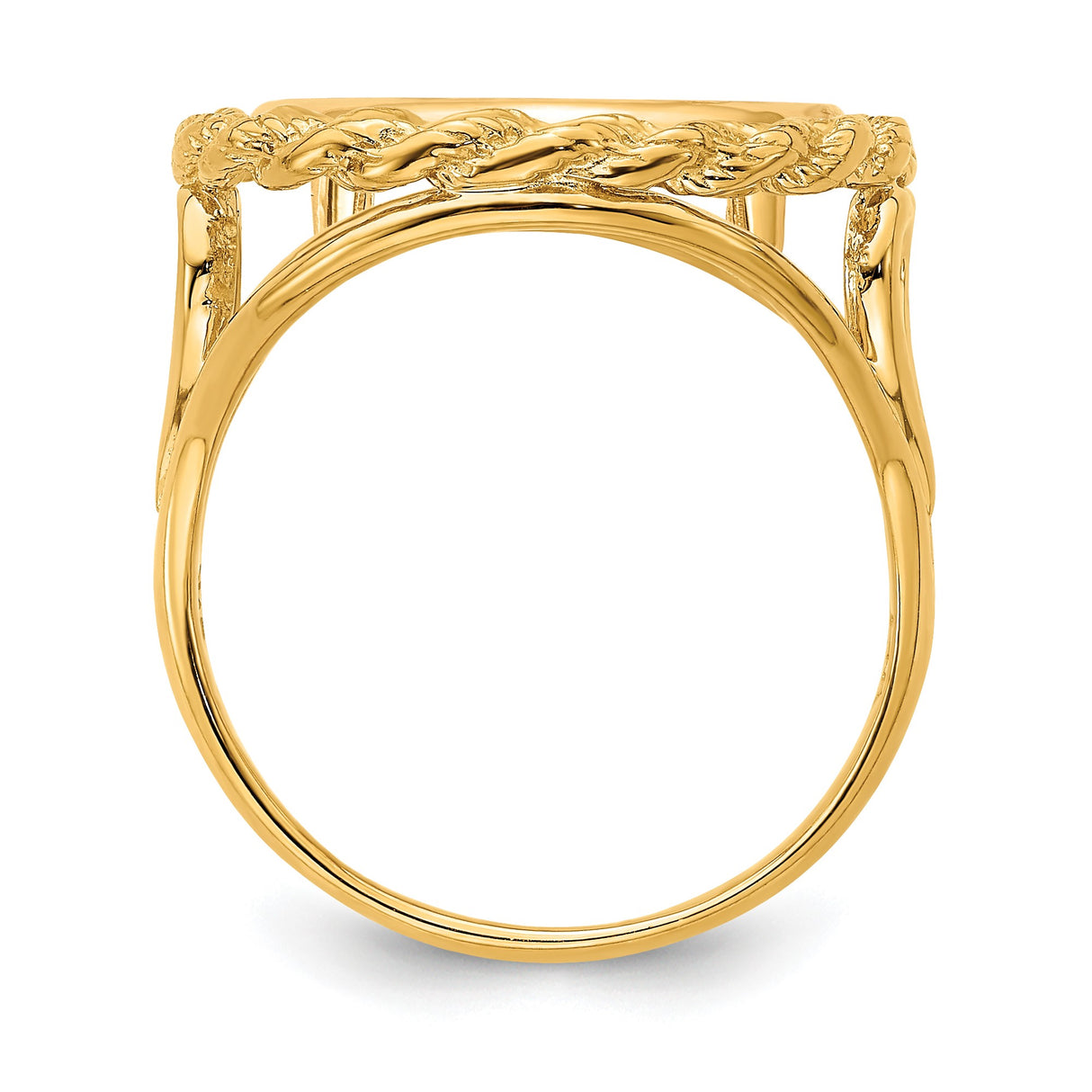 14 mm 14k Yellow Gold coin bezel ring for Canadian $1 Maple Leaf β alternate view