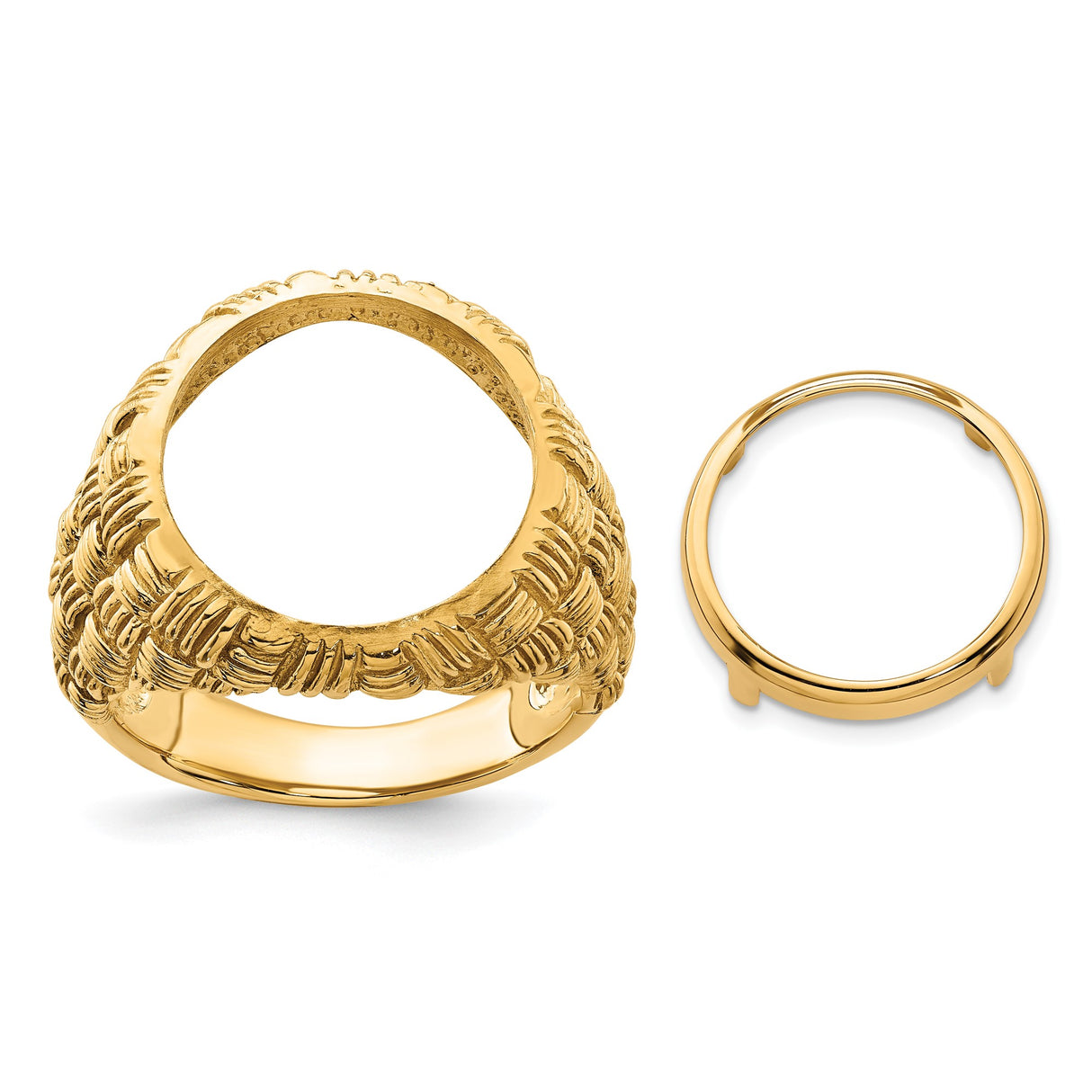14 mm 14k Yellow Gold coin bezel ring for Canadian $1 Maple Leaf