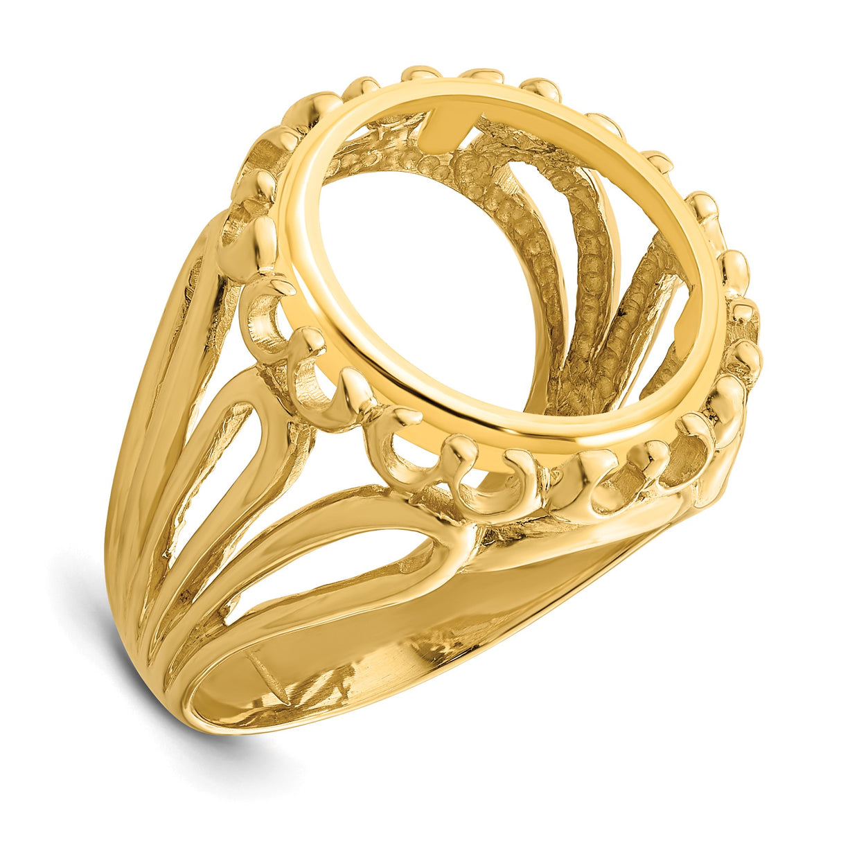 14 mm 14k Yellow Gold coin bezel ring for Canadian $1 Maple Leaf