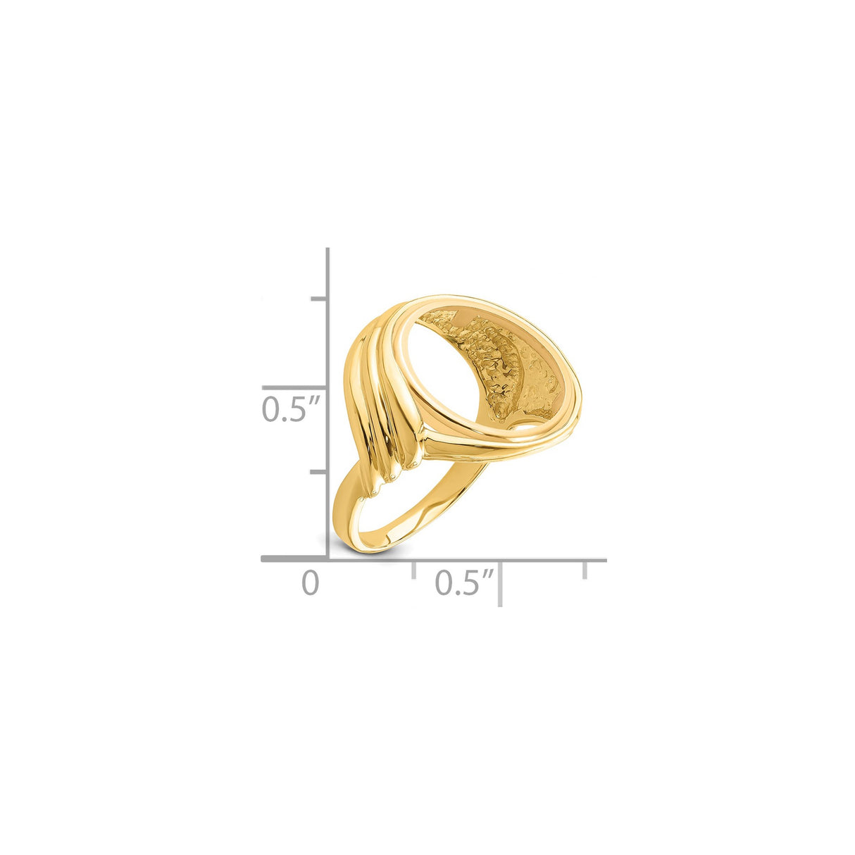 14 mm 14k Yellow Gold coin bezel ring for Canadian $1 Maple Leaf β size reference (ruler)