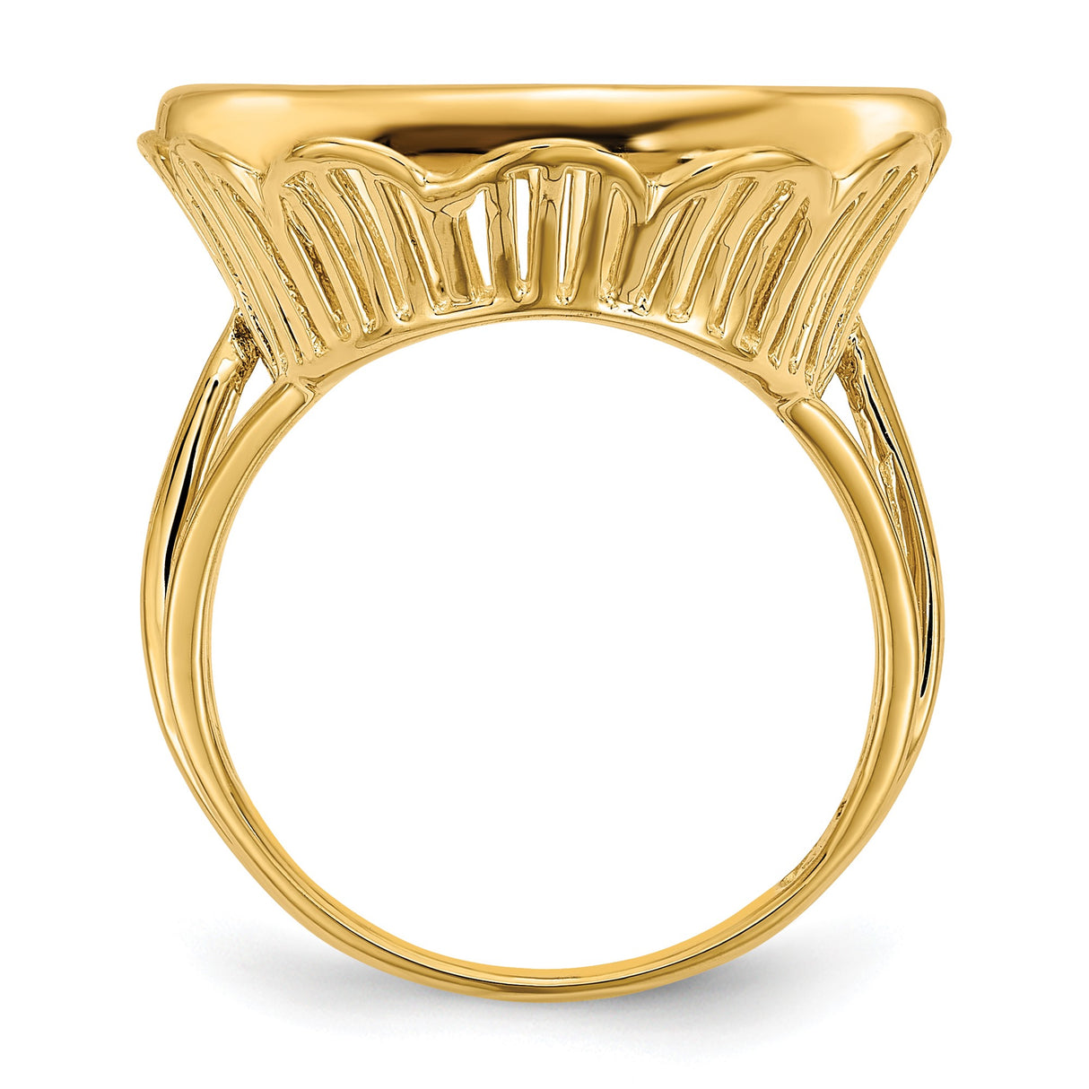20 mm 14k Yellow Gold coin bezel ring for Canadian $10 Maple Leaf β alternate view