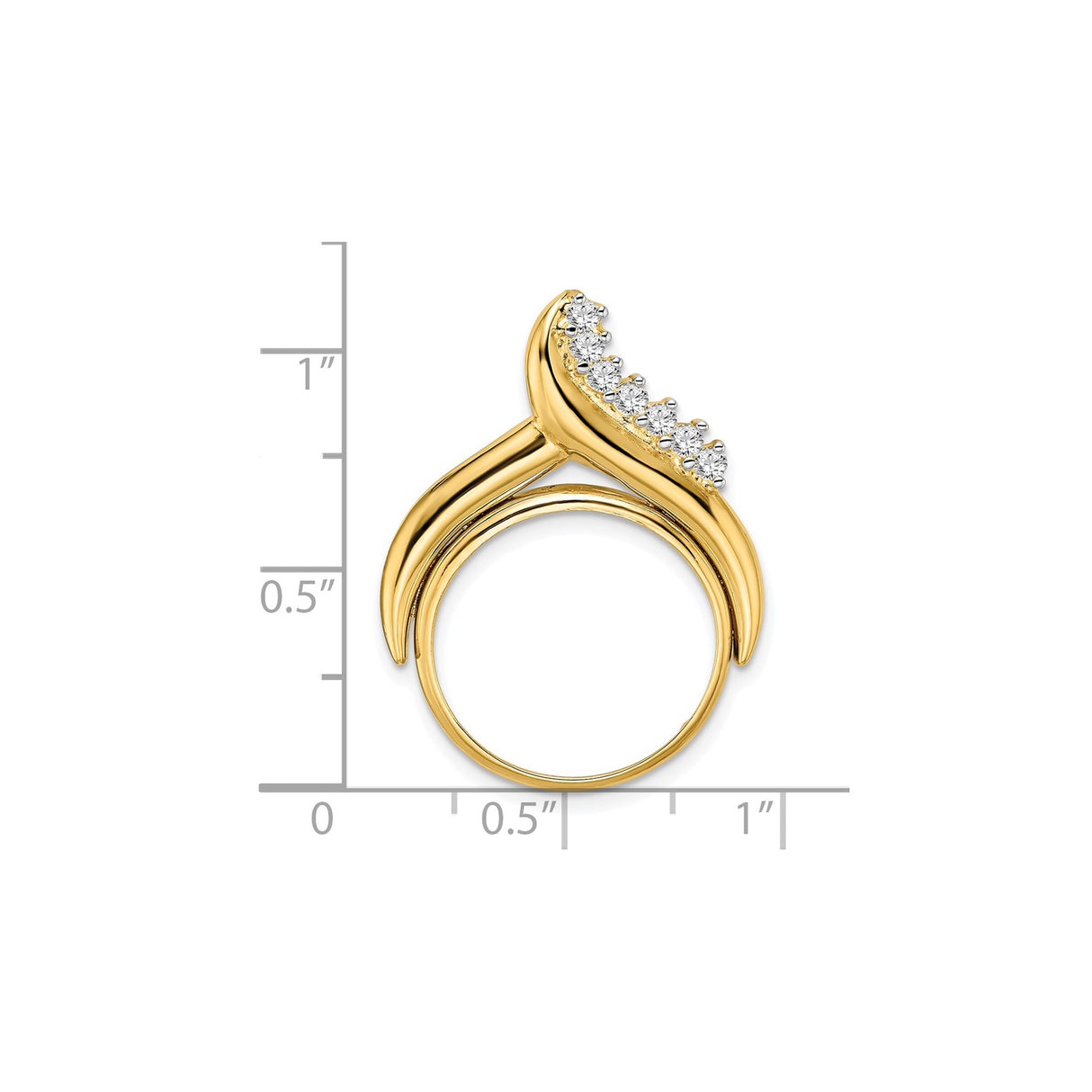 18 mm 14k Yellow Gold coin bezel pendant for Canadian 10¢ Dime — size reference (ruler)