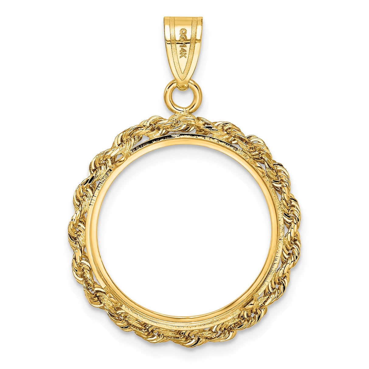 18 mm 14k Yellow Gold coin bezel pendant for Canadian 10¢ Dime — additional image