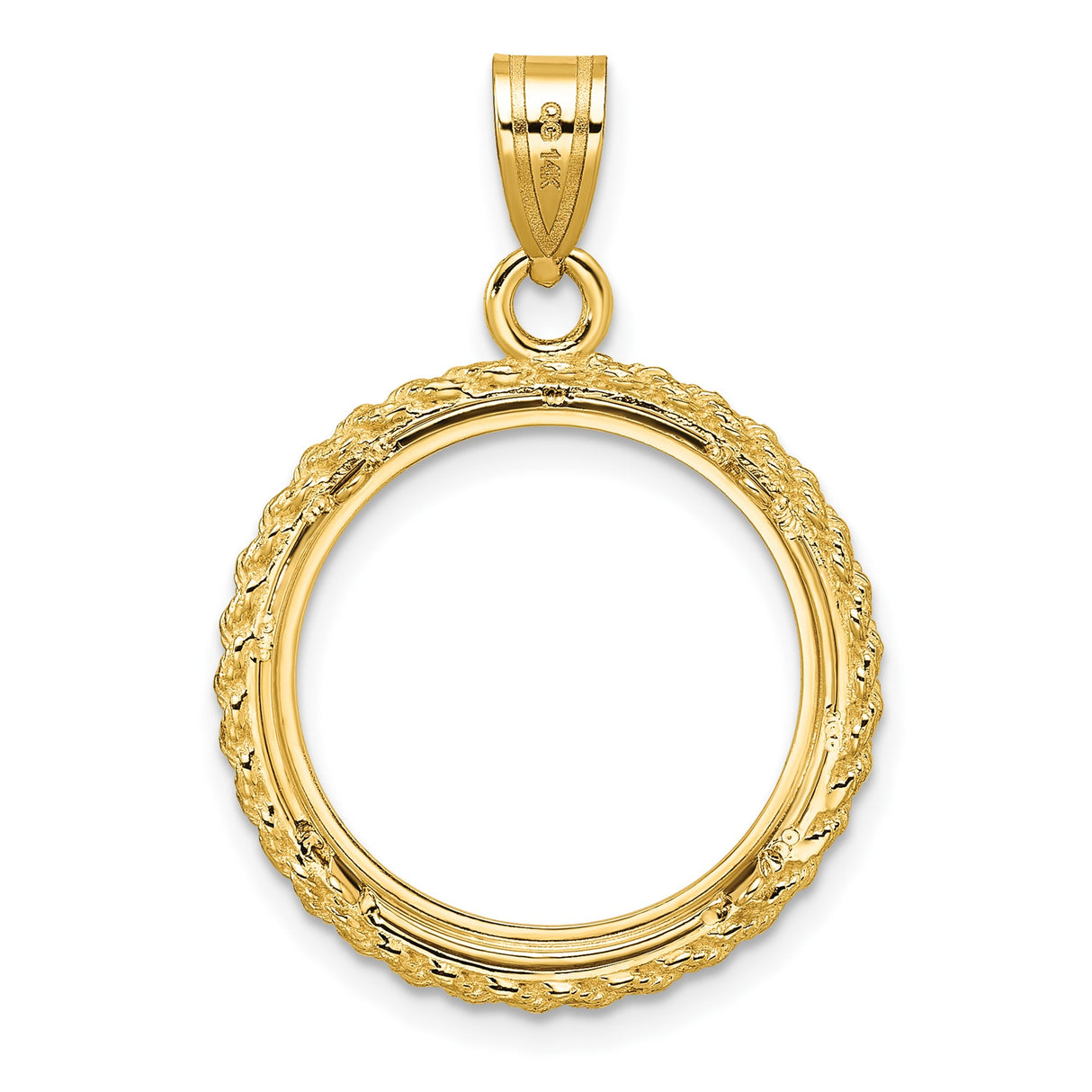 18 mm 14k Yellow Gold coin bezel pendant for Canadian 10¢ Dime — additional image