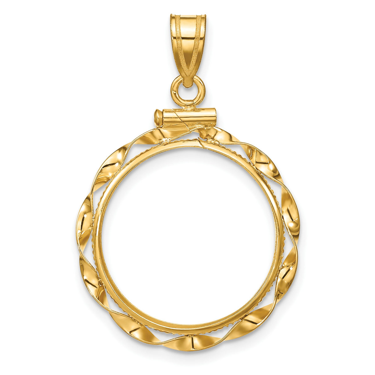 18 mm 14k Yellow Gold coin bezel pendant for Canadian 10¢ Dime