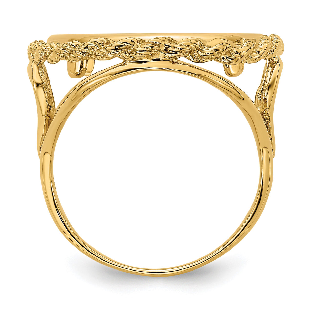 18 mm 14k Yellow Gold coin bezel ring for Canadian 10¢ Dime — alternate view