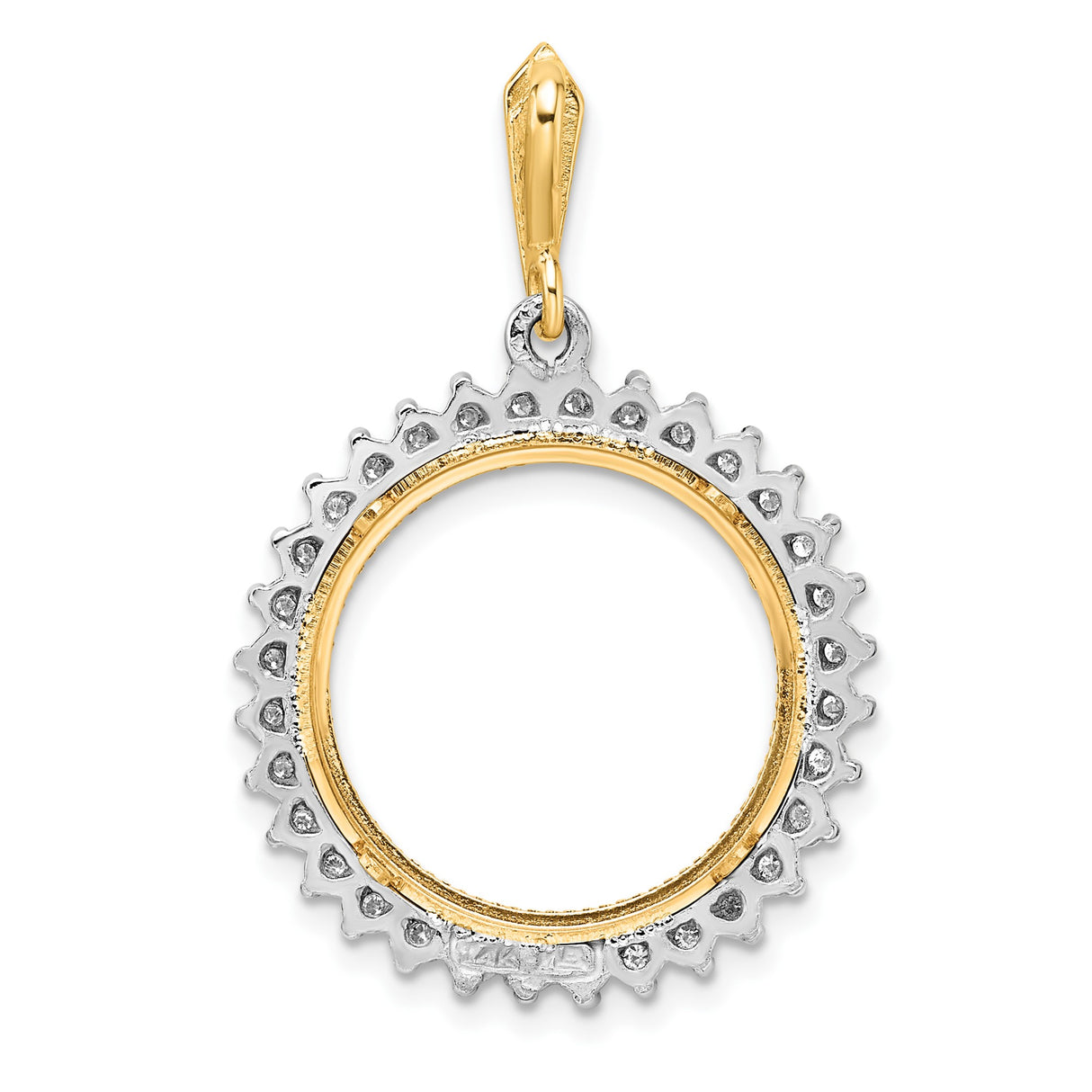 18 mm 14k Multi-Tone Gold coin bezel pendant for Canadian 10¢ Dime - Silver — additional image