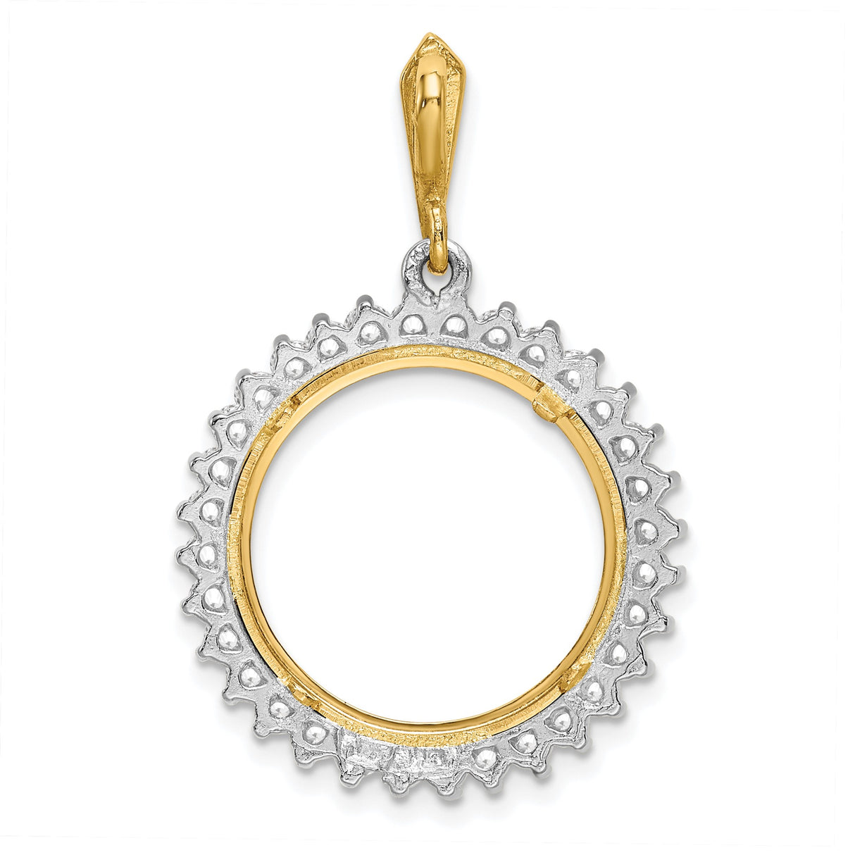 18 mm 14k Multi-Tone Gold coin bezel pendant for Canadian 10¢ Dime - Silver — additional image