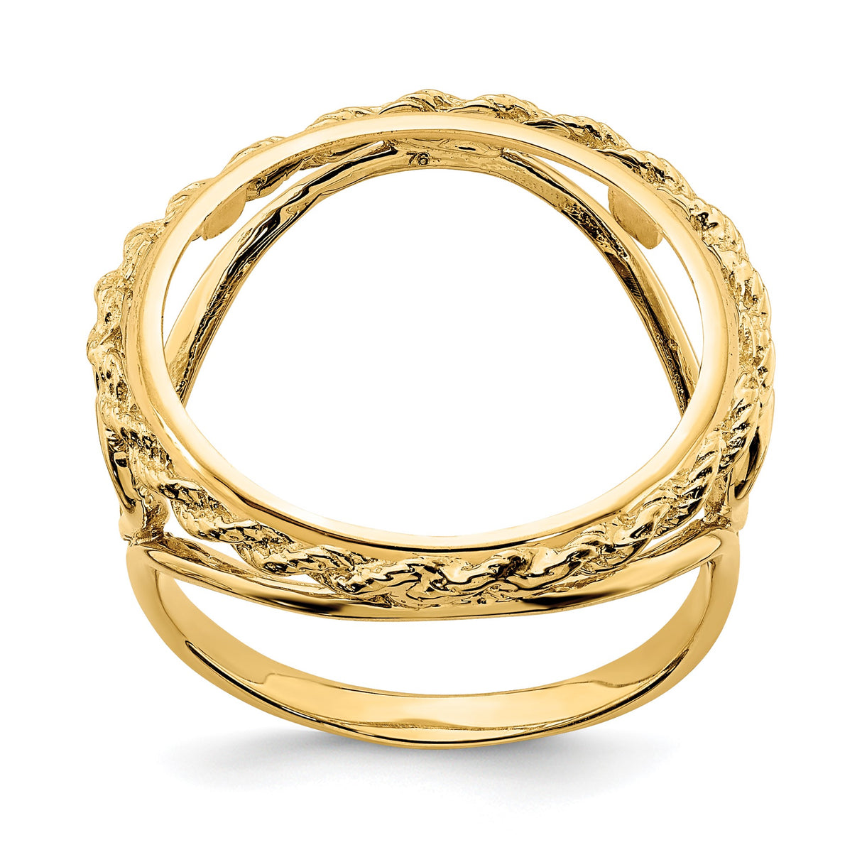 18 mm 14k Yellow Gold coin bezel ring for Canadian 10¢ Dime - Silver — additional image