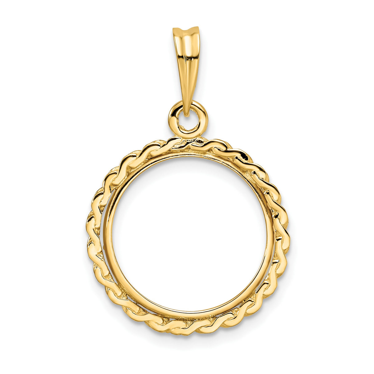 16 mm 14k Yellow Gold coin bezel pendant for Canadian 5¢ Nickel - Silver
