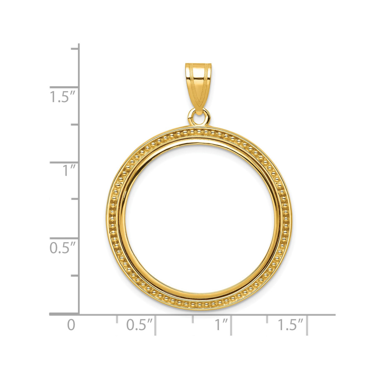 27 mm 14k Yellow Gold coin bezel for Chinese ¥200 Panda — size reference (ruler)