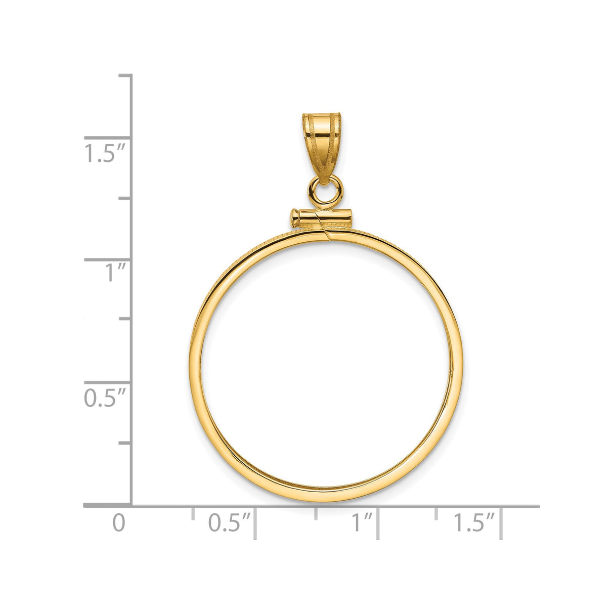 27 mm 14k Yellow Gold coin bezel for Chinese ¥200 Panda — size reference (ruler)