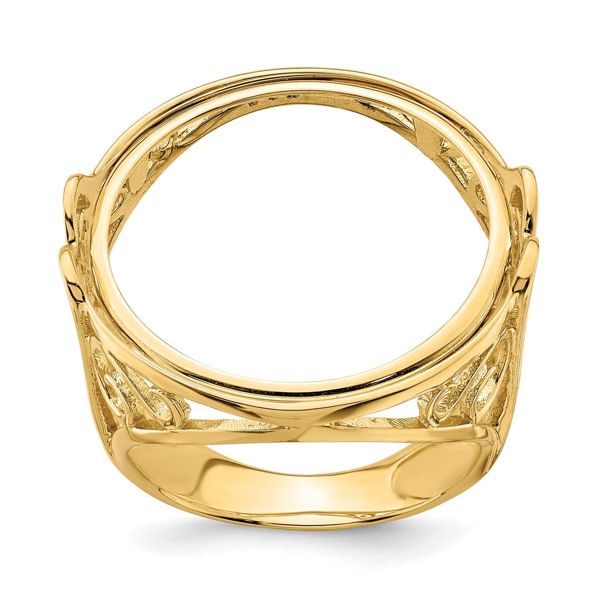 22 mm 14k Yellow Gold coin bezel ring for Chinese ¥100 Panda — additional image