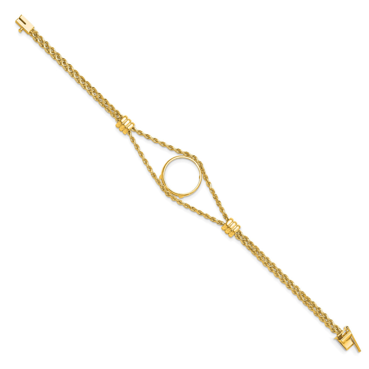17 mm 14k Yellow Gold coin bezel bracelet for Isle of Man £0.5 Angel — alternate view