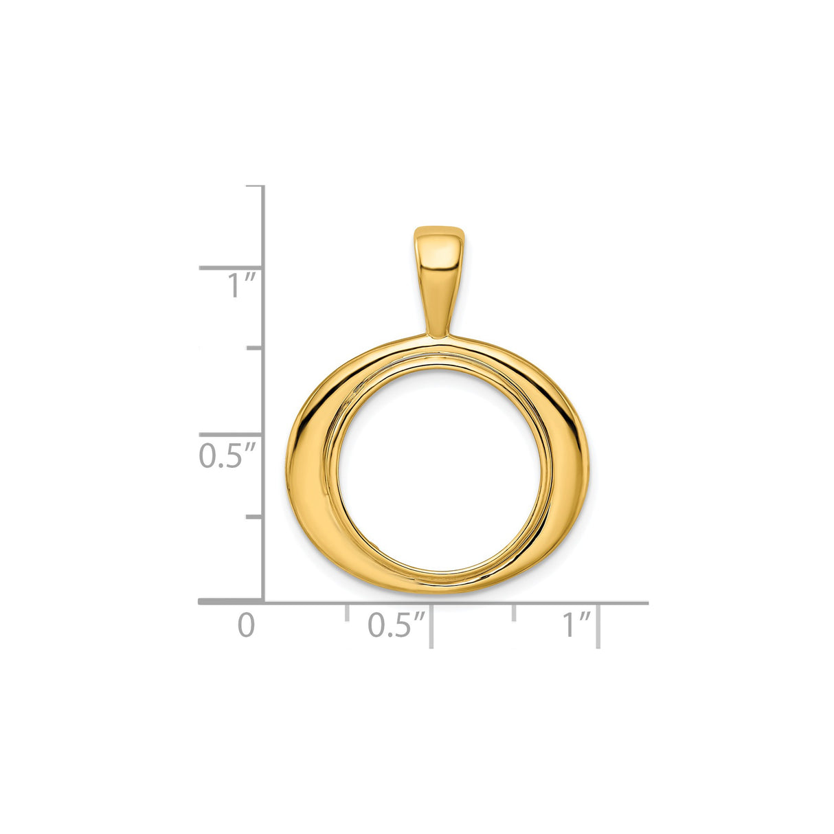 17 mm 14k Yellow Gold coin bezel for Isle of Man £0.5 Nobel — size reference (ruler)
