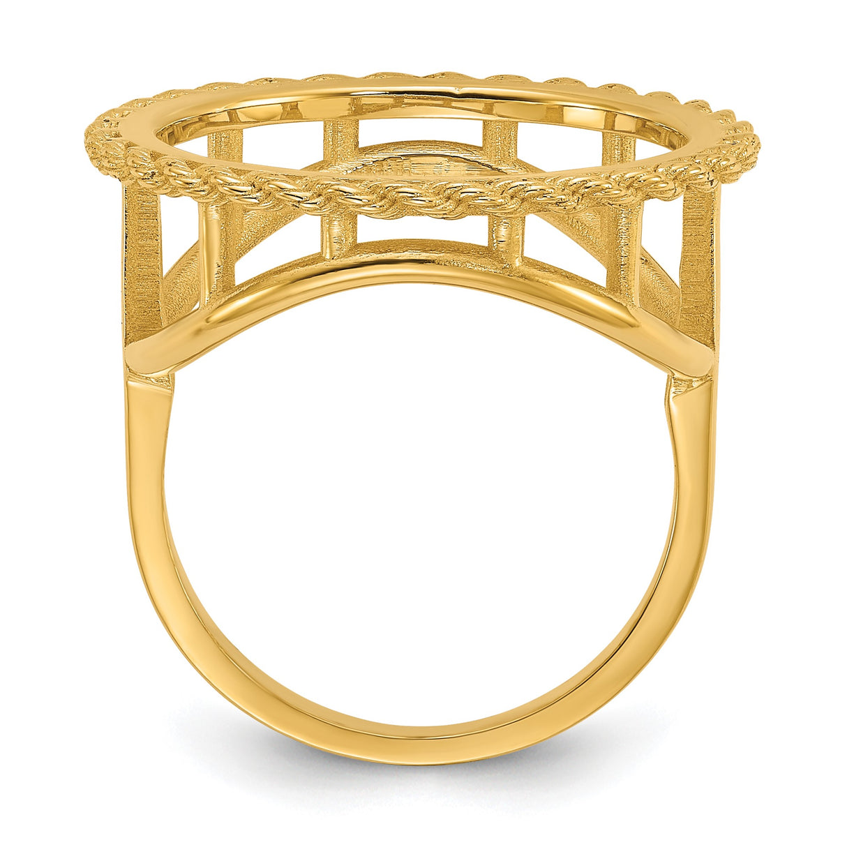 17 mm 14k Yellow Gold coin bezel ring for Isle of Man £0.5 Nobel — alternate view