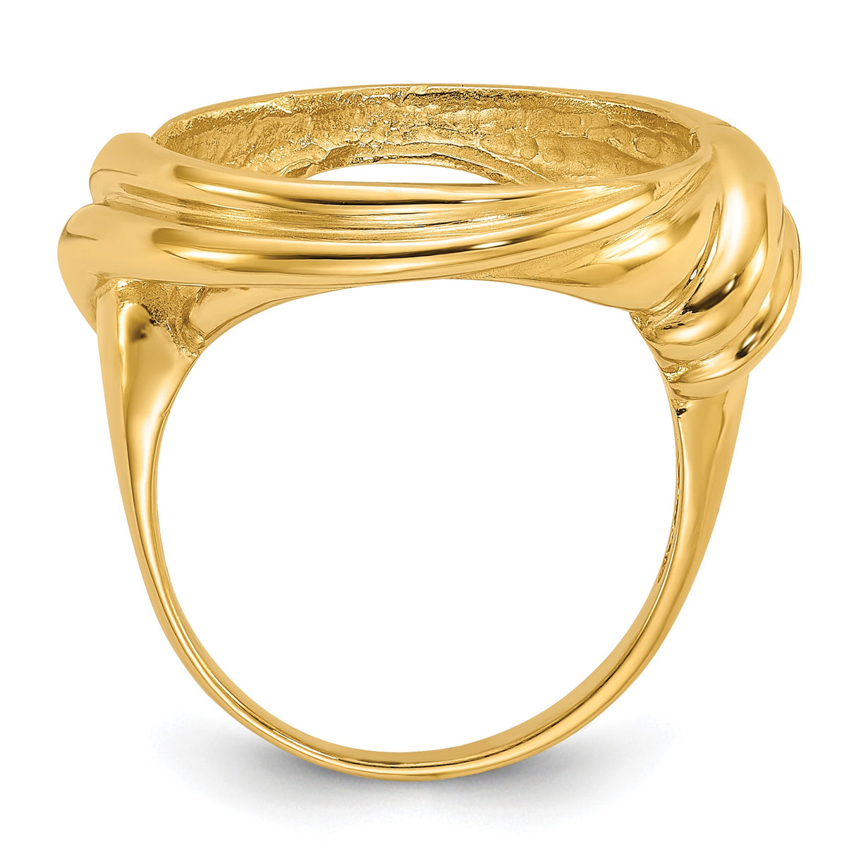 17 mm 14k Yellow Gold coin bezel ring for Isle of Man £0.5 Nobel — alternate view