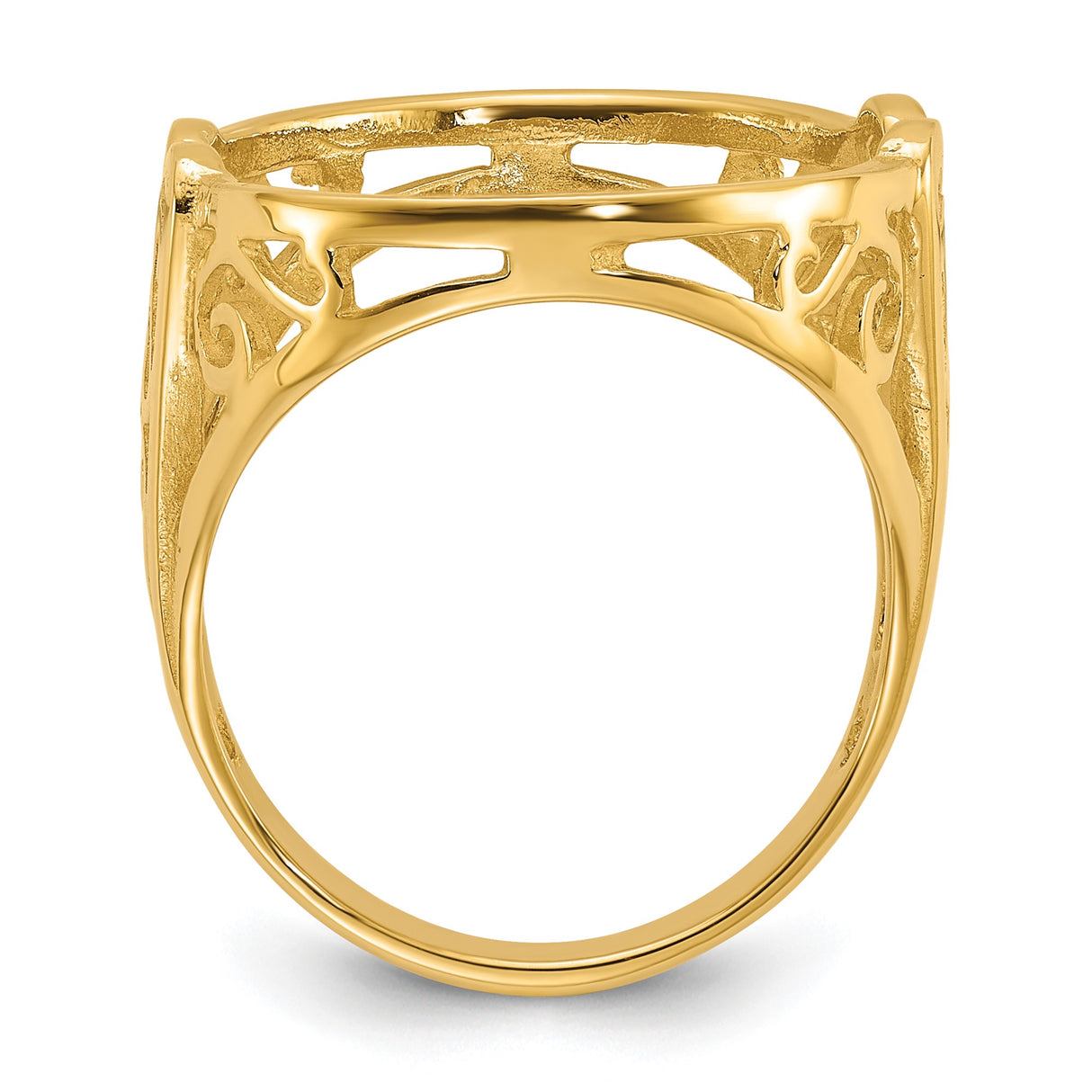 17 mm 14k Yellow Gold coin bezel ring for Isle of Man £0.5 Nobel — alternate view