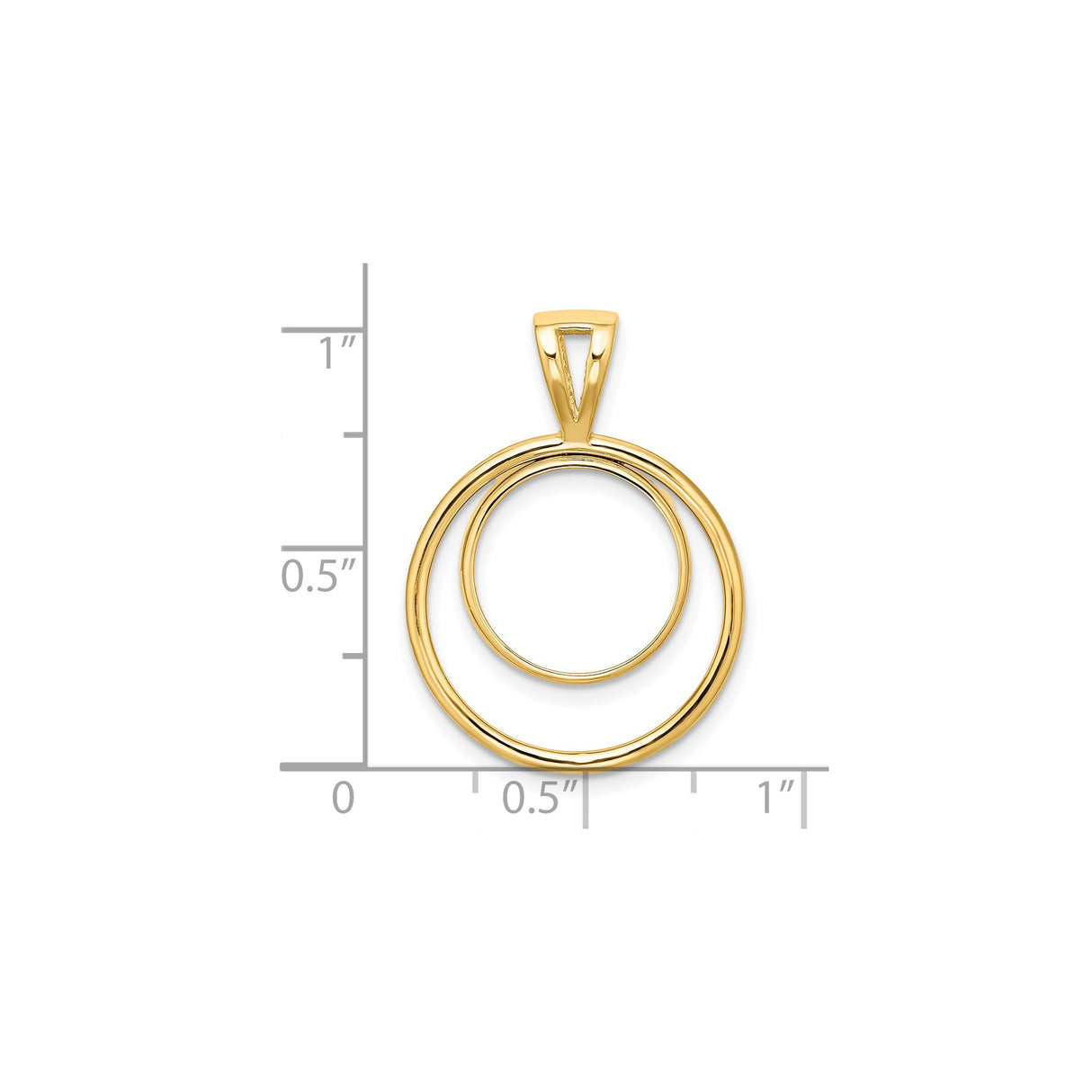 13 mm 14k Yellow Gold coin bezel for Mexican Libertad — size reference (ruler)