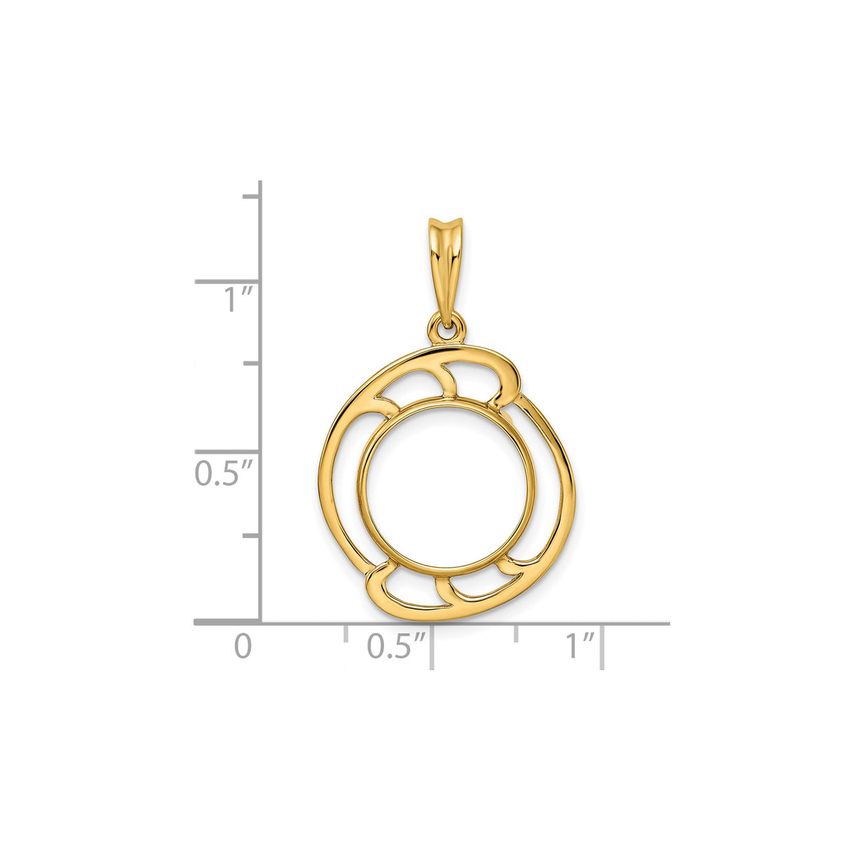 13 mm 14k Yellow Gold coin bezel for Mexican Libertad — size reference (ruler)