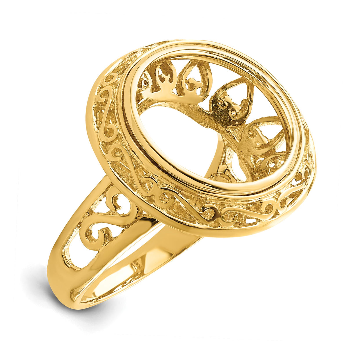 13 mm 14k Yellow Gold coin bezel ring for Mexican Libertad
