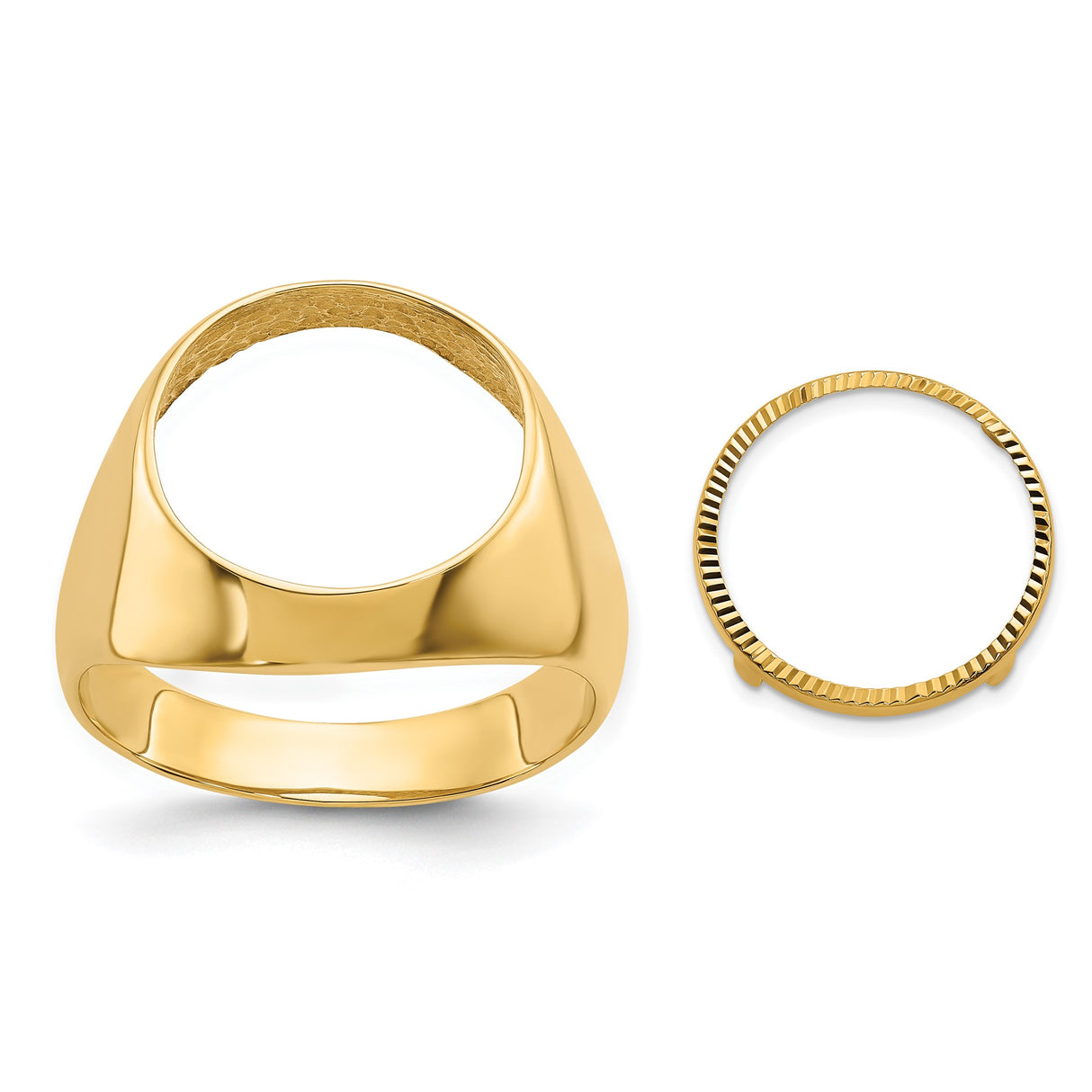 13 mm 14k Yellow Gold coin bezel ring for Mexican Libertad