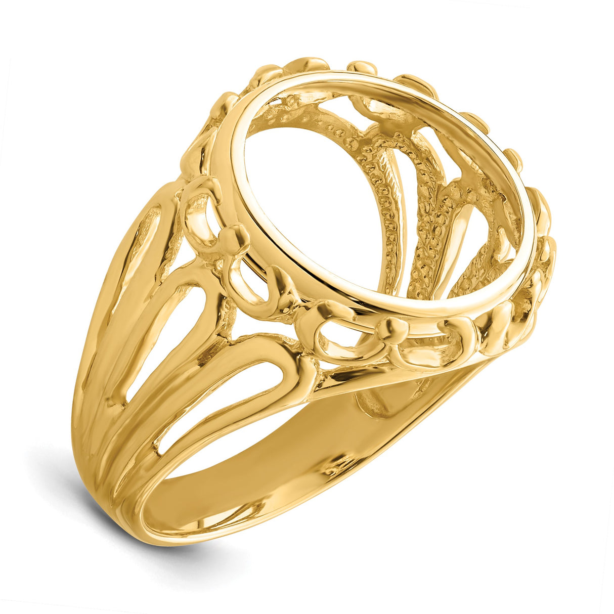 13 mm 14k Yellow Gold coin bezel ring for Mexican Libertad