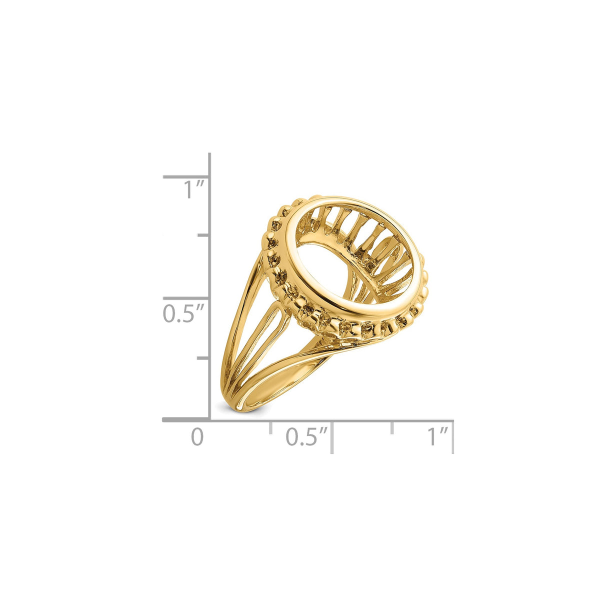 13 mm 14k Yellow Gold coin bezel ring for Mexican Libertad — size reference (ruler)