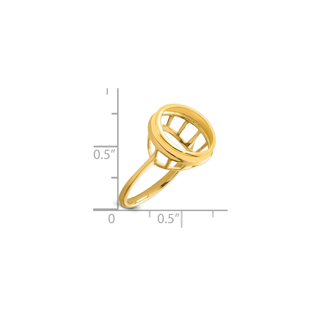 13 mm 14k Yellow Gold coin bezel ring for Mexican Libertad — size reference (ruler)