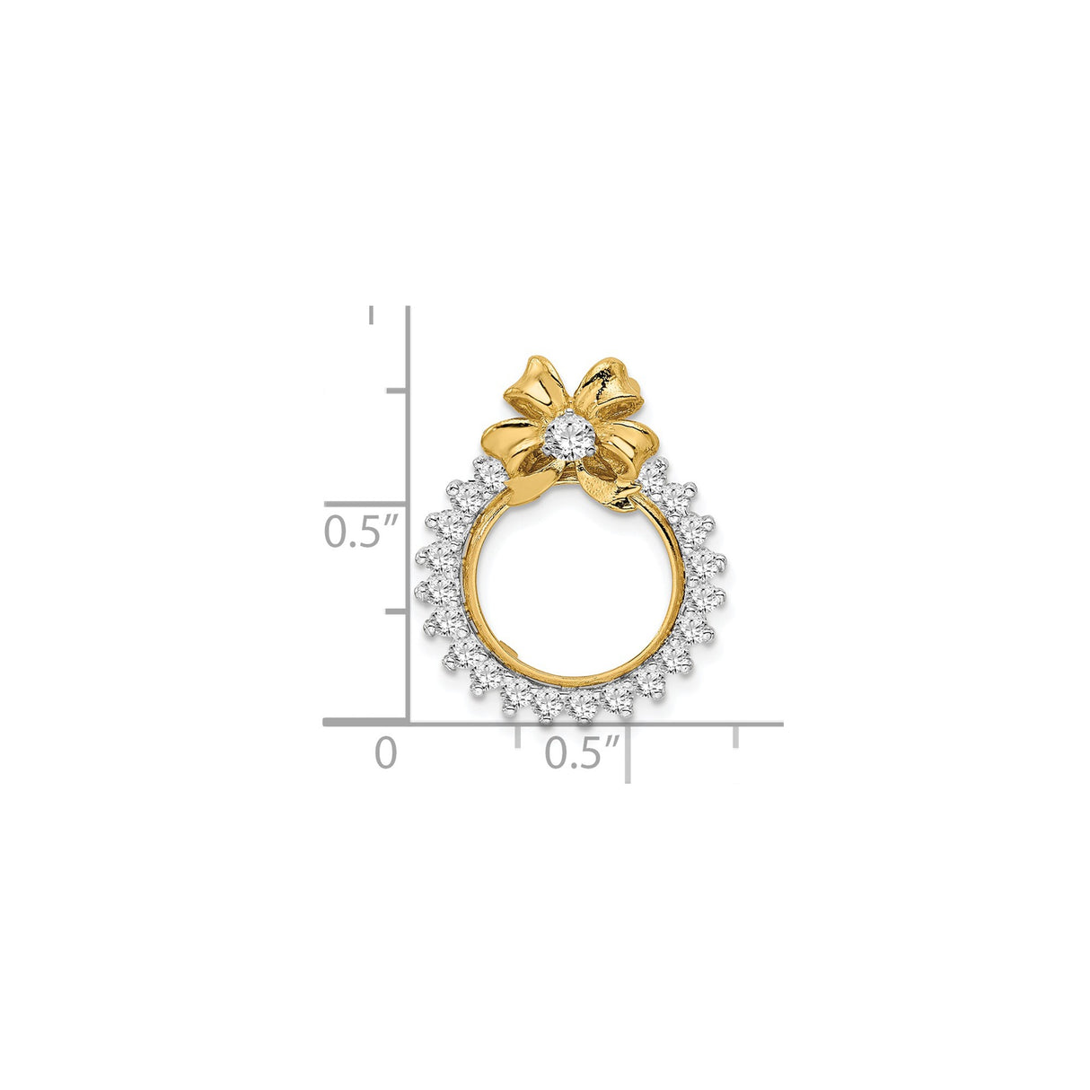 13 mm 14k Multi-Tone Gold coin bezel for Mexican Libertad — size reference (ruler)